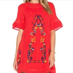Free People Tomato Red Victorian Dress Women's Size S NWT